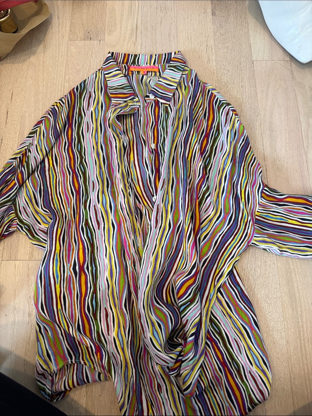Vilagallo Multicolor Wavy Striped Button-Down Shirt